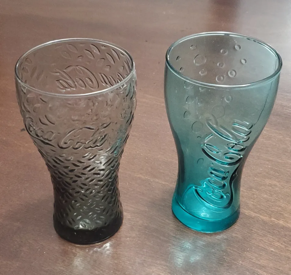 💚Two Coca-Cola Glasses - Grey and Teal image indicator(2)