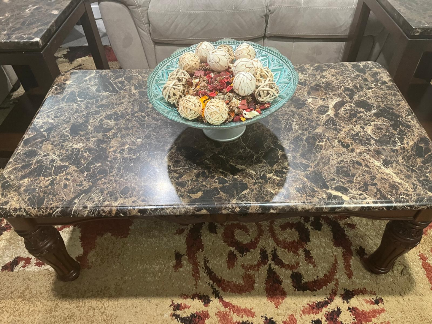 3-Piece Coffee Table Set with Marble Top - photo 4