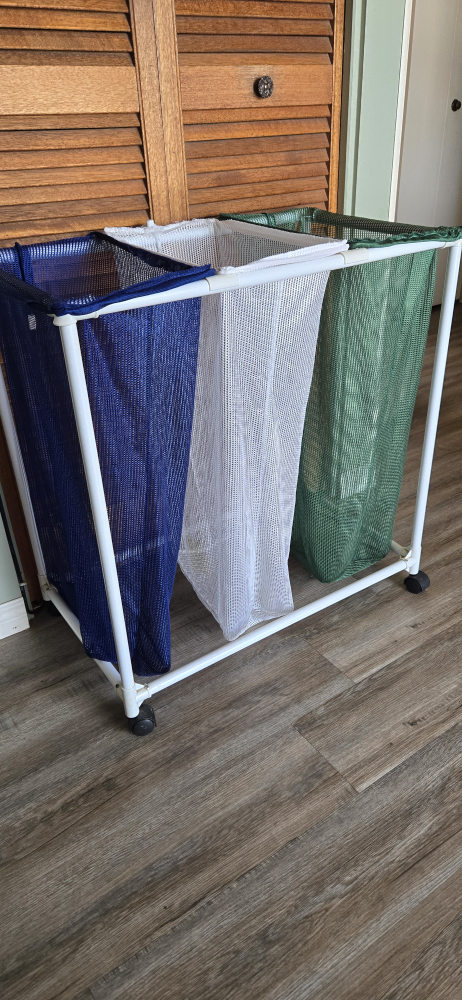 Three-compartment rolling laundry hamper - photo 3