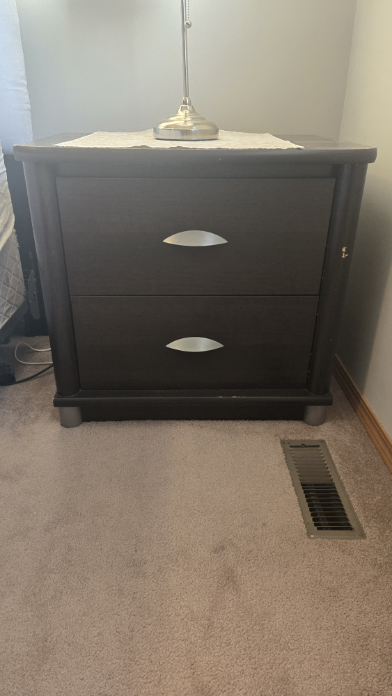 Dark brown two-drawer nightstand (comes with 2)