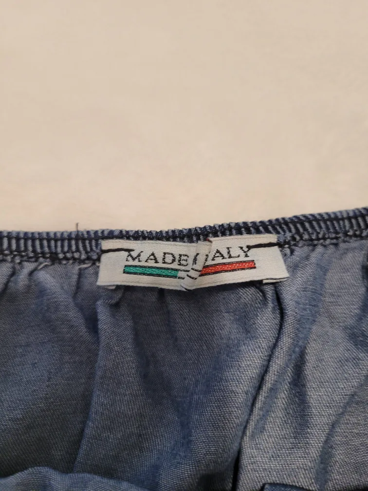 Denim Button-Front Jumpsuit and Royal Blue Asymmetrical Skirt image indicator(3)