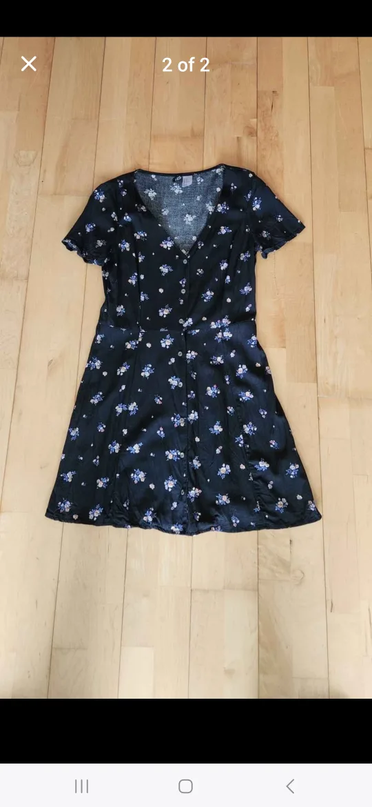 H&M Black Floral Sun Dress With Buttons image indicator(2)