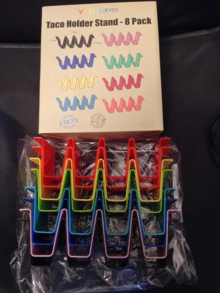 💚 NEW!   Youngever Taco Holder Stand - Set of 8 Rainbow Colors image indicator(8)