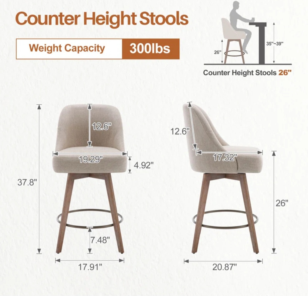 new Swivel Counter Height Bar Stools (Set of 2) - photo 4