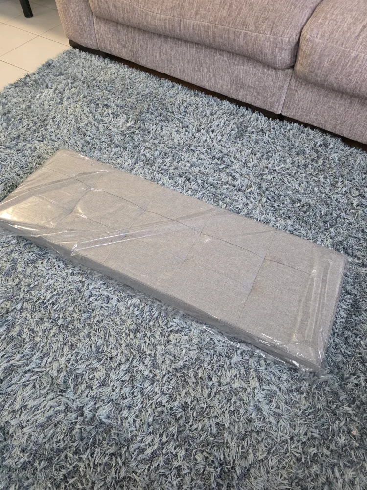 SONGMICS 110cm Folding Storage Ottoman Bench - Light Gray image indicator(8)