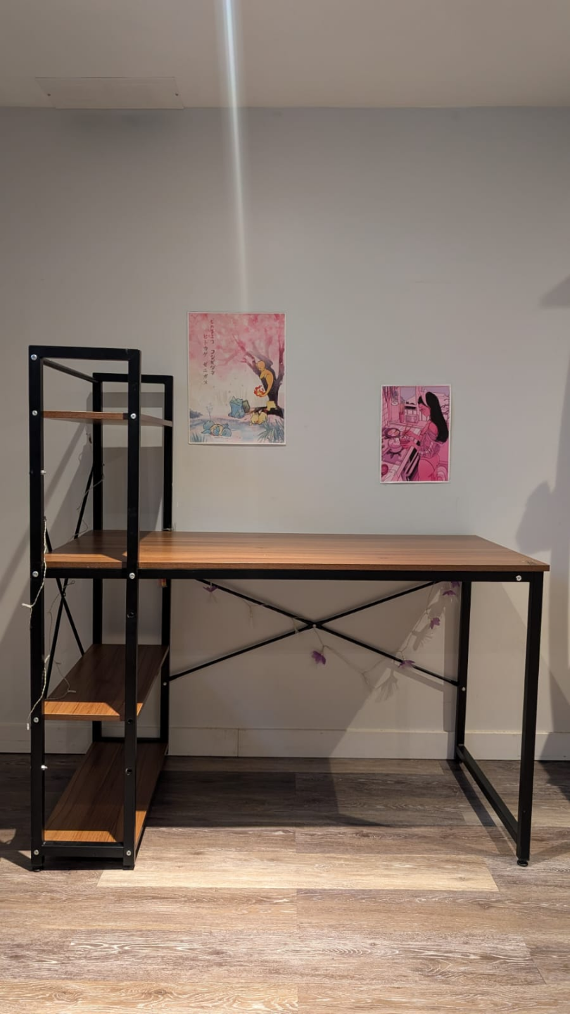 Desk with side shelves
