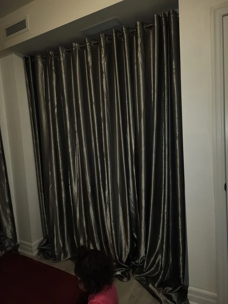 4 PC Grey Grommet Curtains - Room Darkening image indicator(3)
