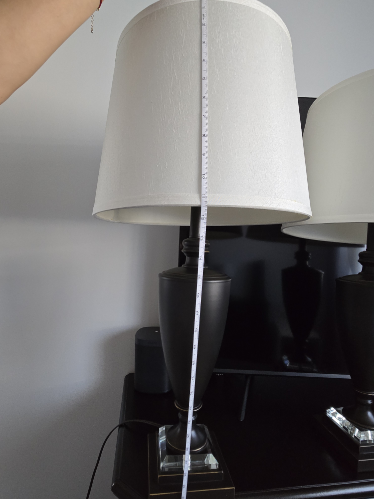 Pair of Elegant Black Table Lamps with Off-White Shades - photo 2