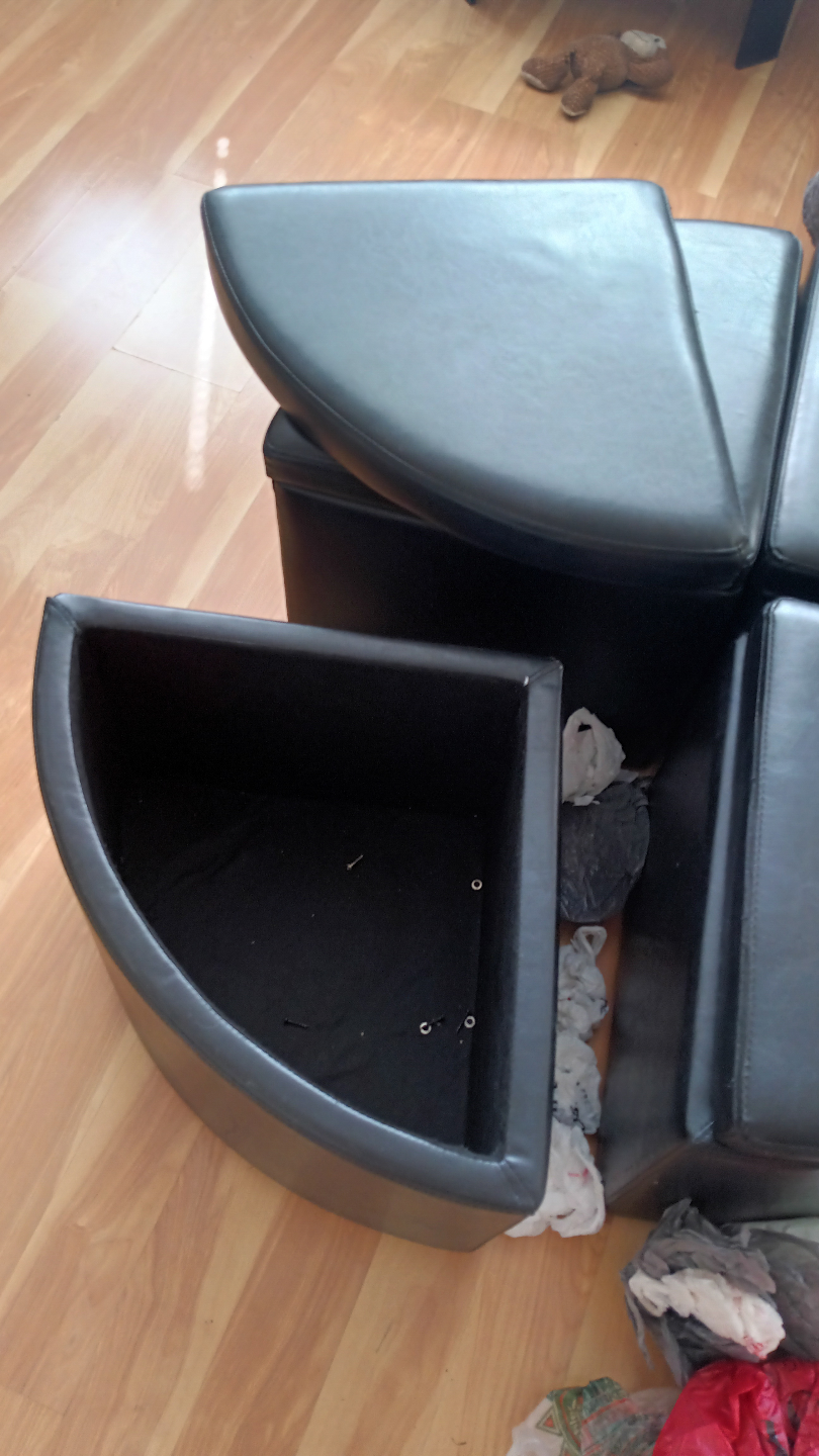 Black Leather Ottoman Set - photo 4
