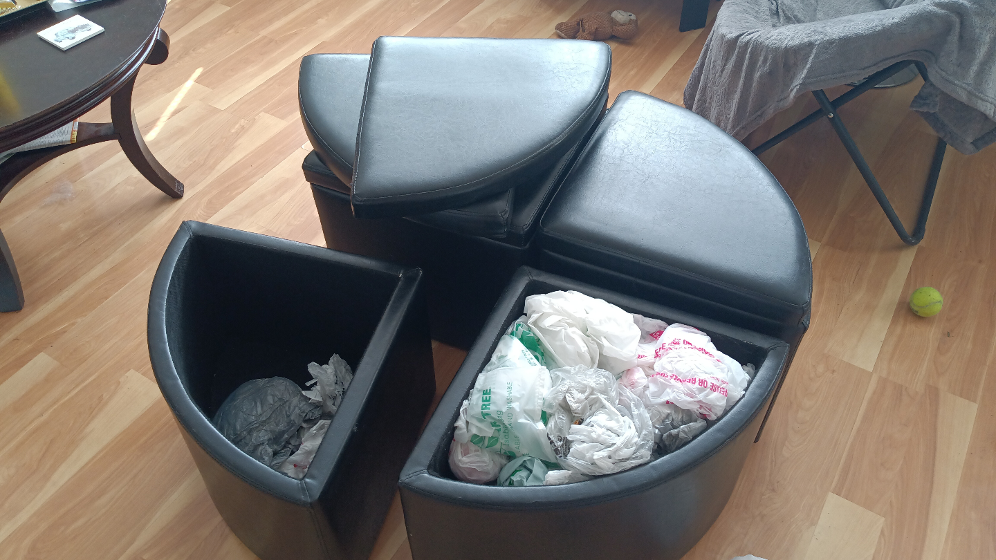 Black Leather Ottoman Set - photo 5
