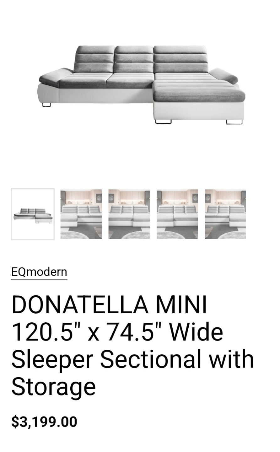 Couch / Sofa - Wide Sleeper Sectional with Storage - photo 2