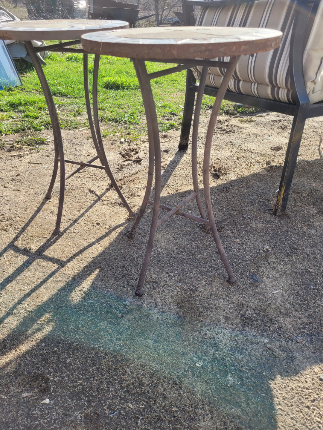 Pair of Stone Top Patio Tables - photo 3