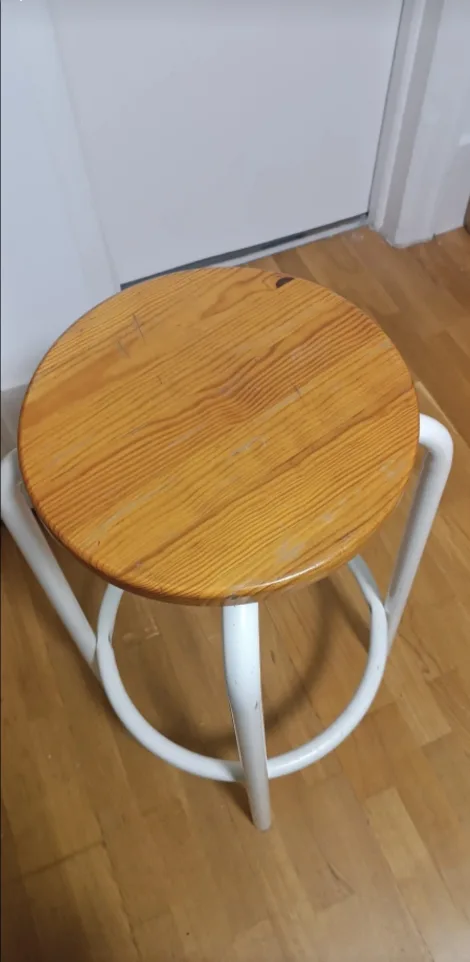 Vintage Wooden Top Metal Stool image indicator(2)