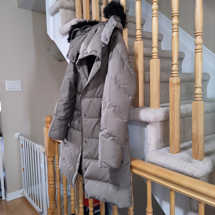 Women's Long Puffer Coat with Faux Fur Hood - photo 2