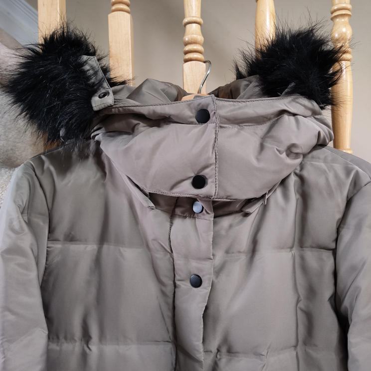 Women's Long Puffer Coat with Faux Fur Hood - photo 5