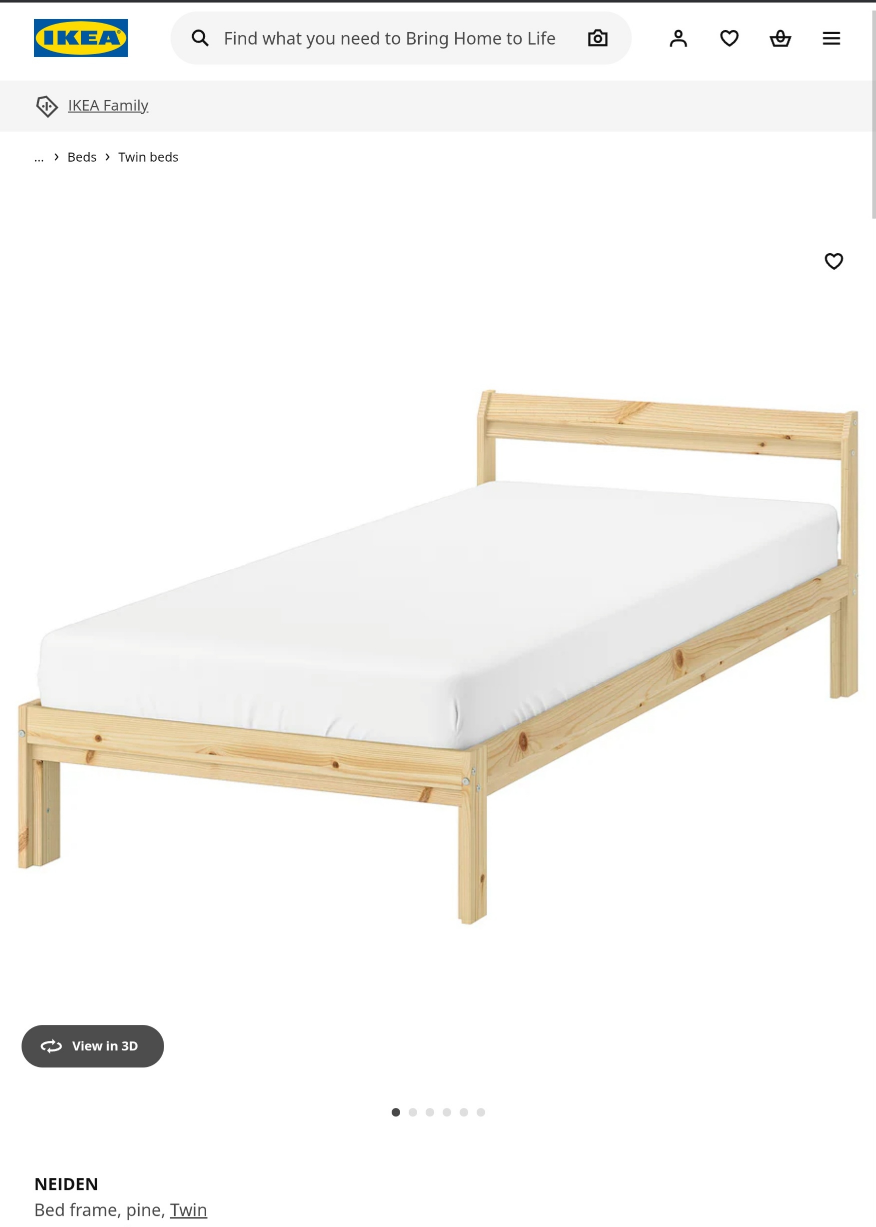 IKEA NEIDEN Pine Twin Bed Frame