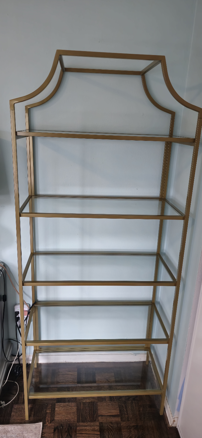5 Tier Modern Gold Metal And Glass Display Shelving Unit - photo 2