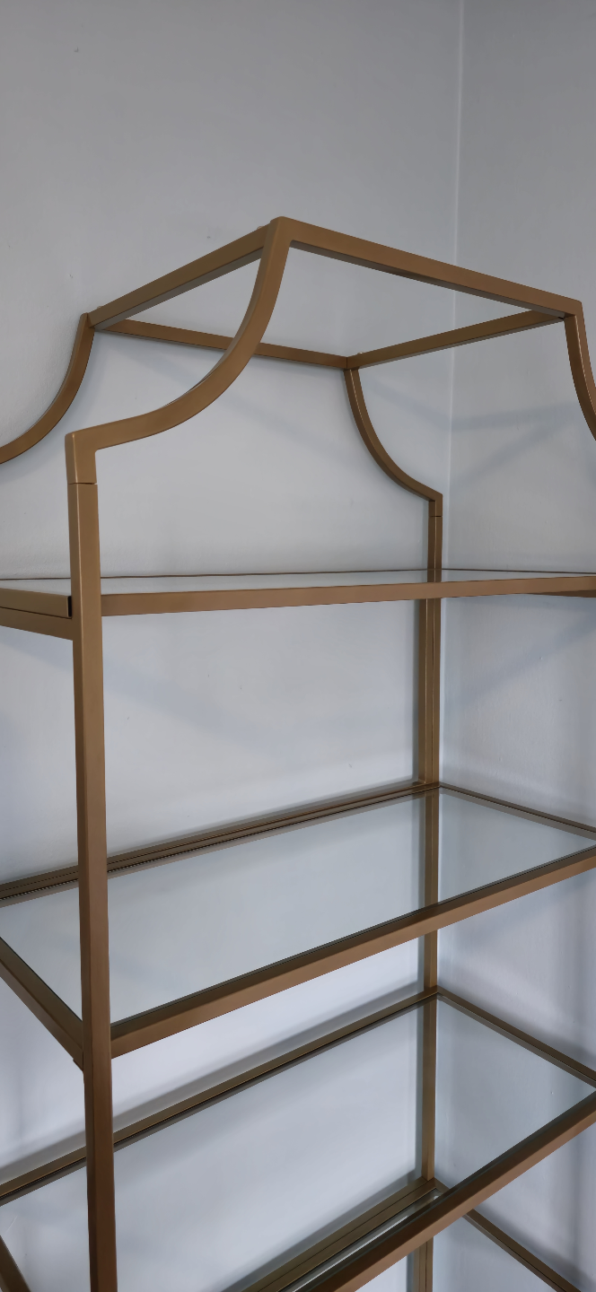 5 Tier Modern Gold Metal And Glass Display Shelving Unit - photo 3