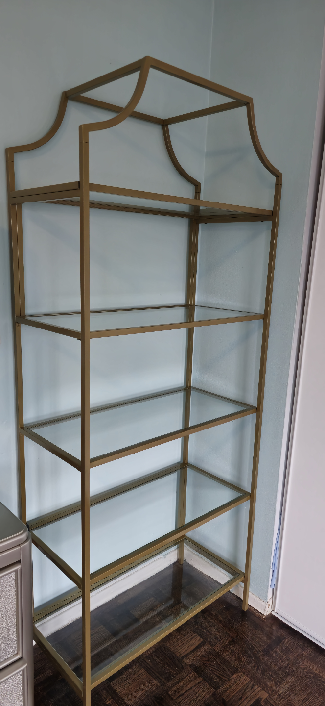 5 Tier Modern Gold Metal And Glass Display Shelving Unit - photo 4