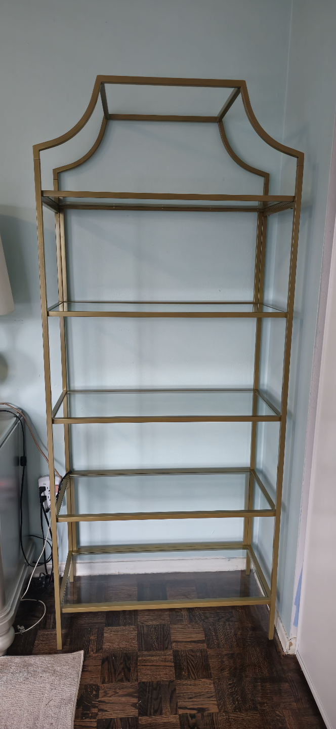 5 Tier Modern Gold Metal And Glass Display Shelving Unit - photo 5