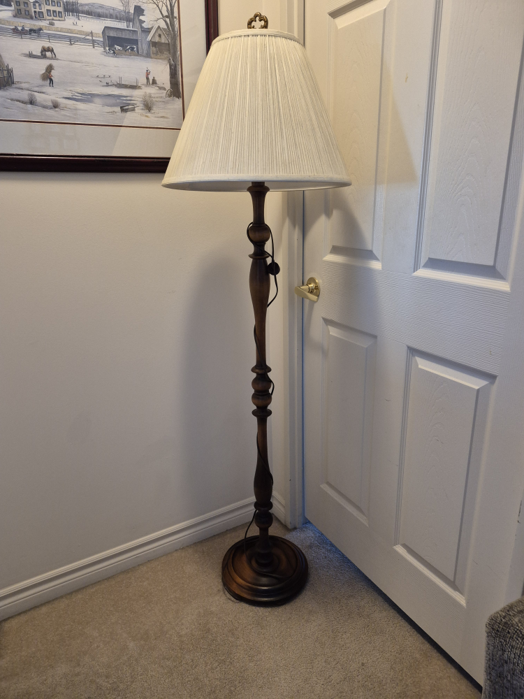 Vintage Wooden Floor Lamp with Two Lights!