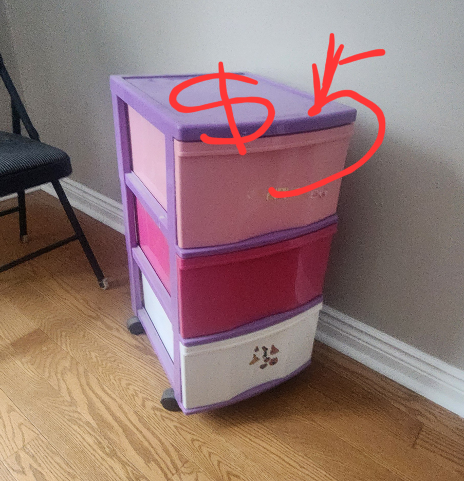 Three-Drawer Rolling Cart - Pink & Purple