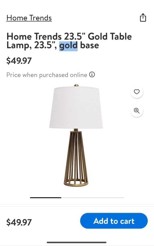 Home Trends 23.5" Gold Table Lamp - photo 2
