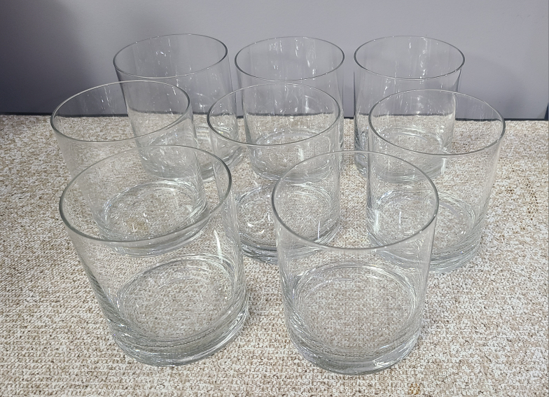 Set of Eight Clear Glass Tumblers