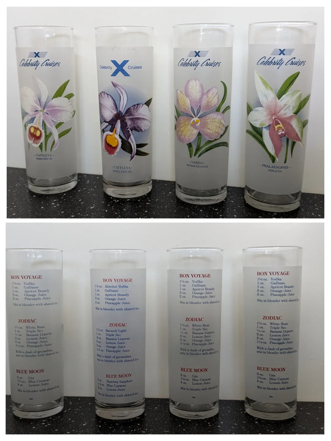 4 Vintage Celebrity Cruises Frosted Cocktail Glasses thumbnail