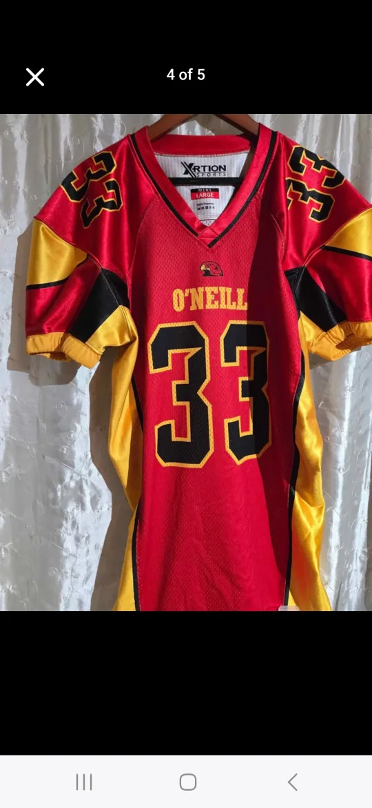 Men's Large Red Hawks #33 O'Neill Football Jersey image indicator(5)