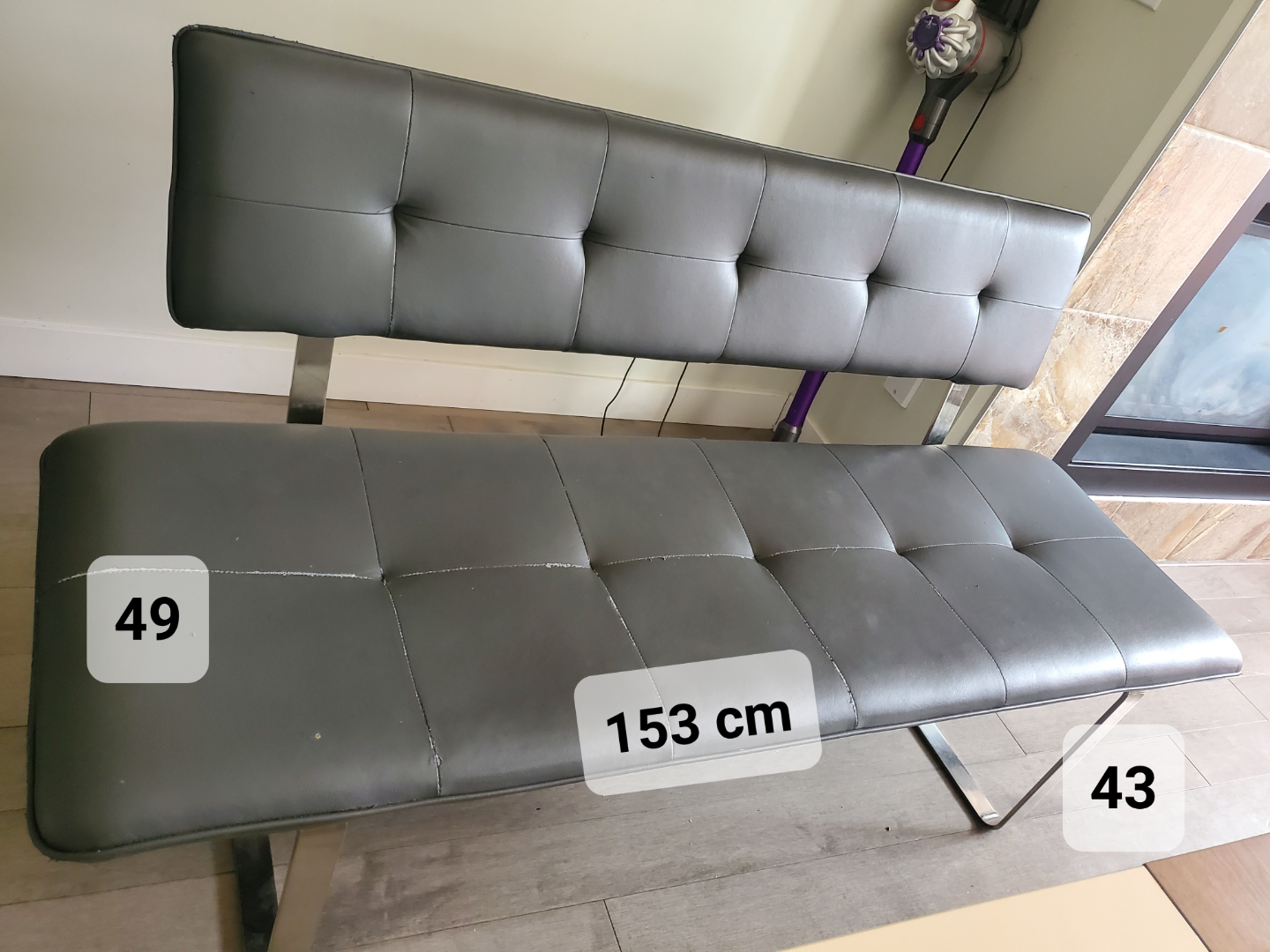 Grey Bench with Metal Legs