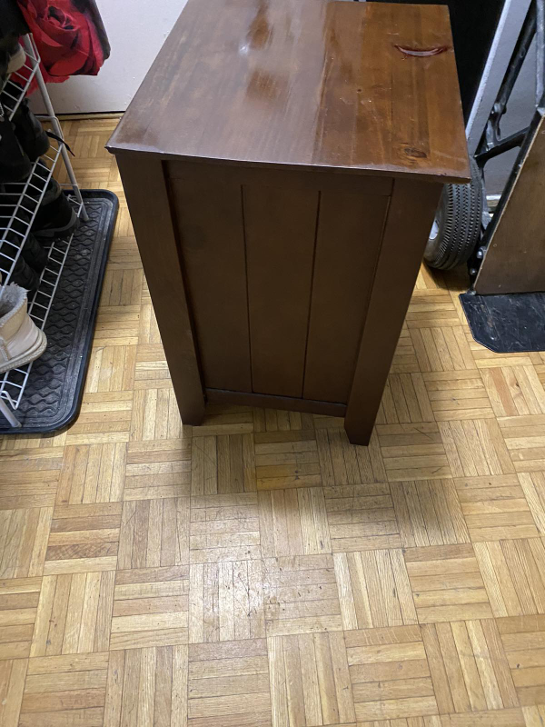Dark Brown Wooden Nightstand with Drawer and Shelf - photo 4