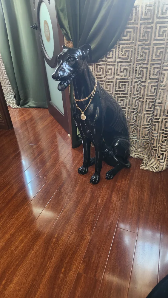Large Versace Style Black Decorative Vase  black gray hound dog thumbnail