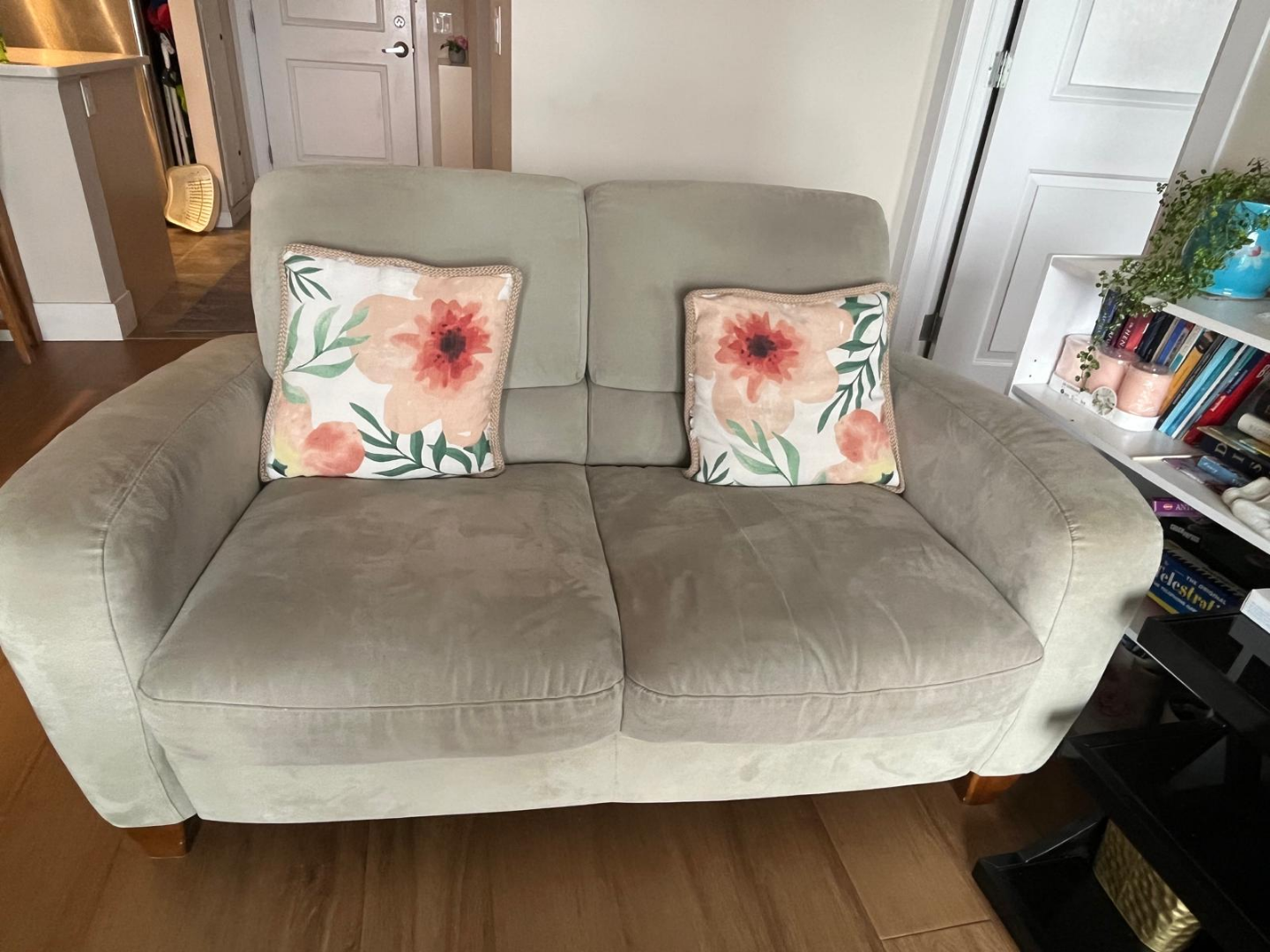 Love Seat - Beige Microfiber Sofa - photo 2