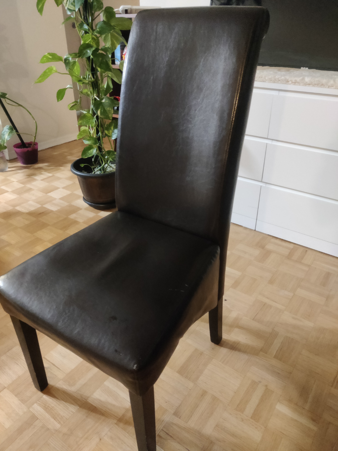 Dark Brown Faux Leather Dining Chair