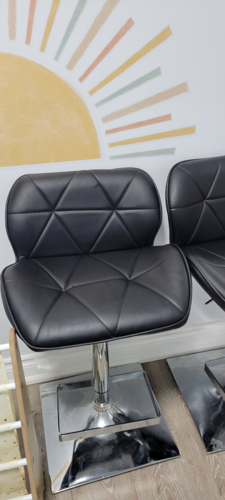 Pair of Black PU Leather Bar Stools