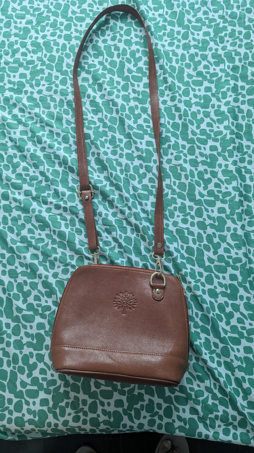 Brown Leather-like Crossbody Bag