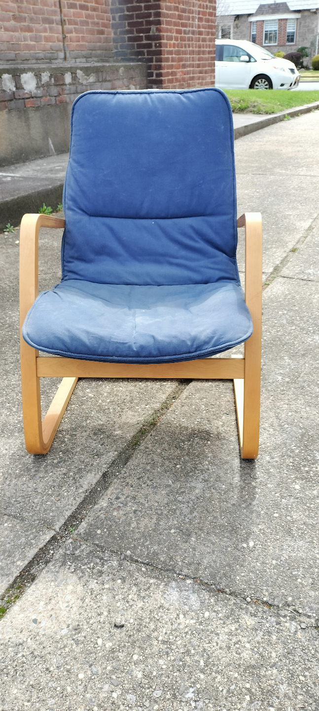 Relaxing Armchair - Wooden Frame, Blue Cushion - photo 2