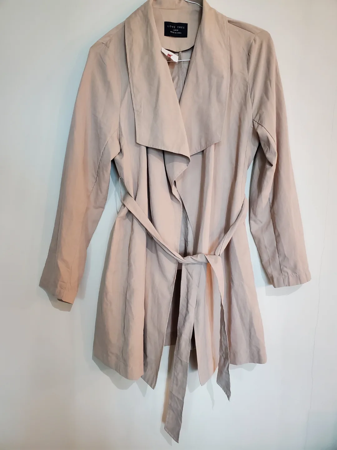 Love Tree Beige Trench Coat - Size Medium thumbnail
