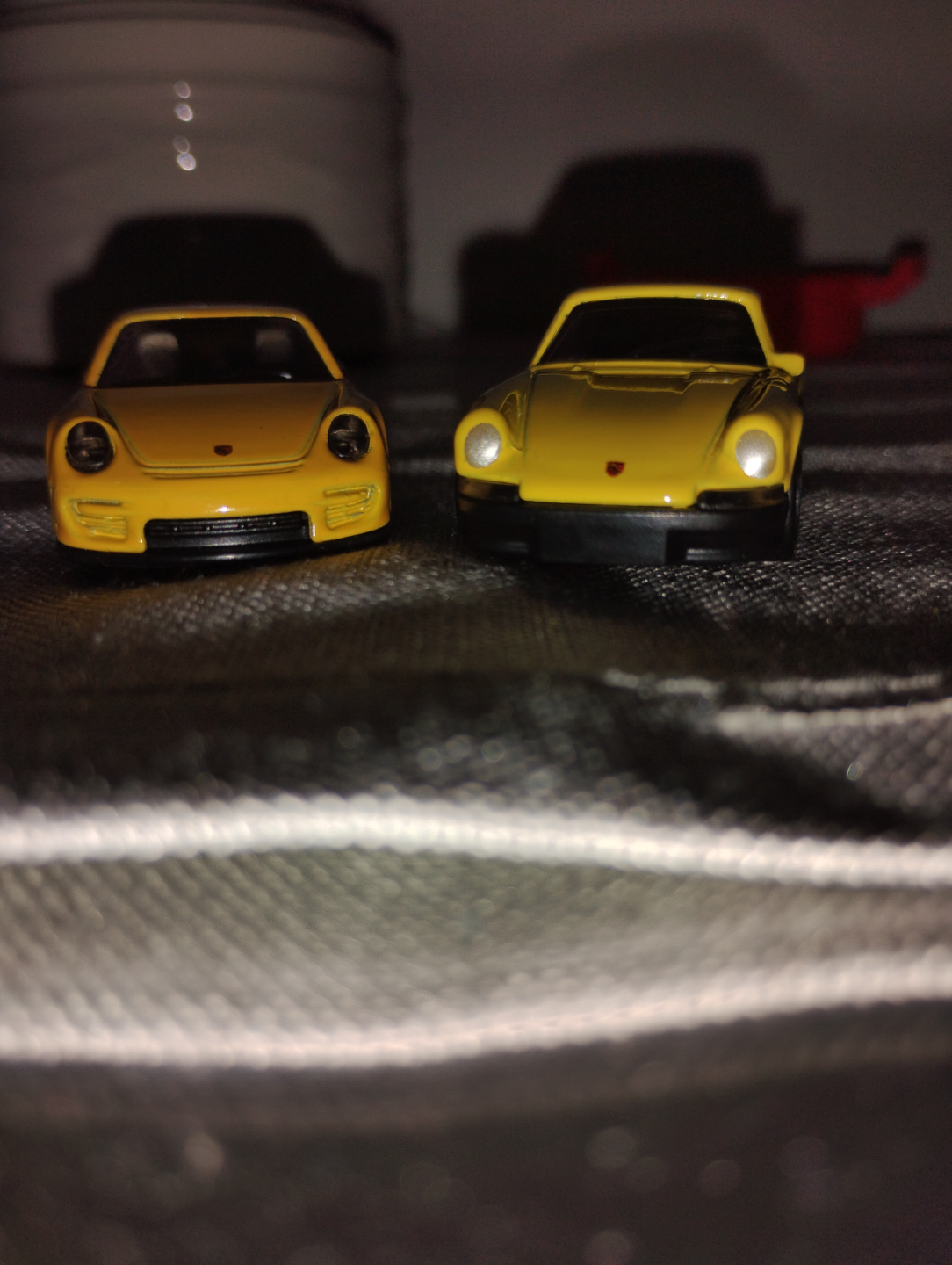 Pair of Yellow Porsche Die-Cast Model Cars - photo 2