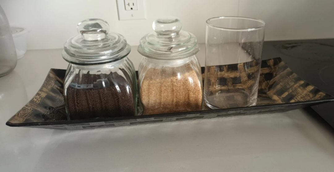 Glass Canister Set with Tray and utensils holder