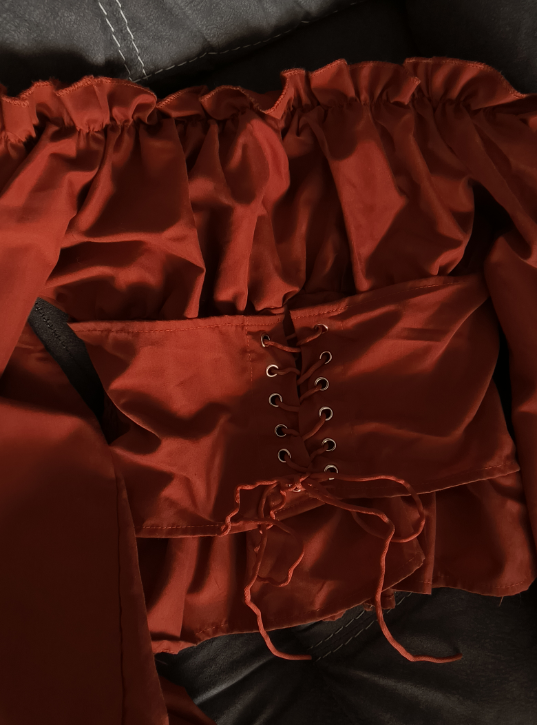 Red Off-the-Shoulder Corset Blouse - photo 3