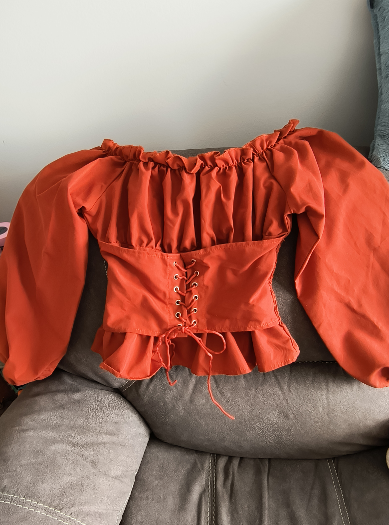 Red Off-the-Shoulder Corset Blouse - photo 4