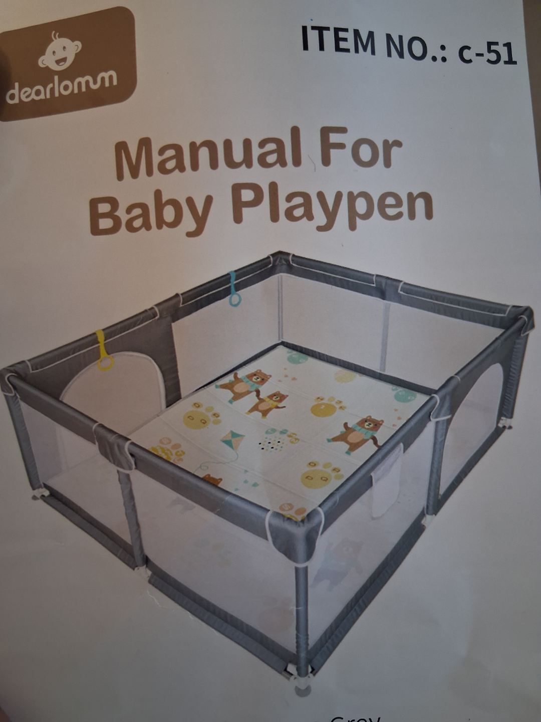 Dearmom Baby Playpen Manual & Instructions