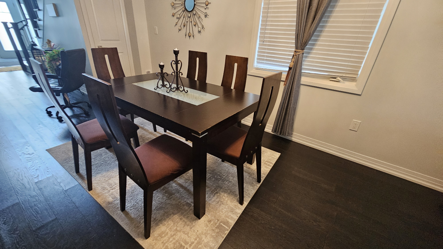 Dark brown 6-piece dining set with glass insert - photo 2