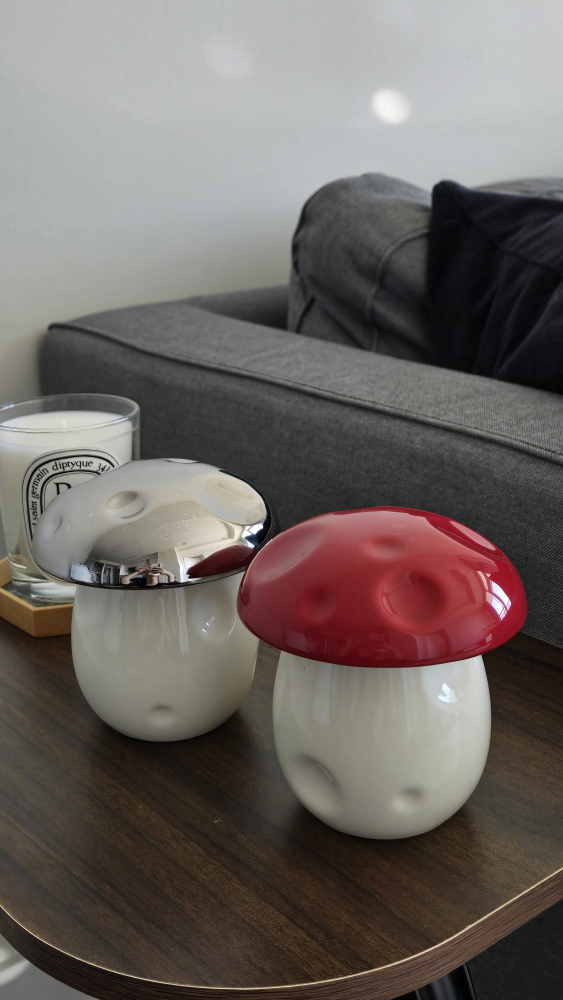 Vintage Mushroom Ashtray or Cookie jar - Ceramic in red