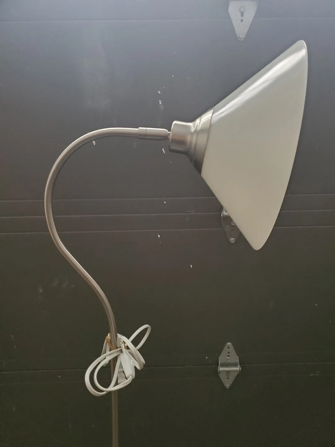 Ikea floor lamp with metal base and white glass shade image indicator(5)
