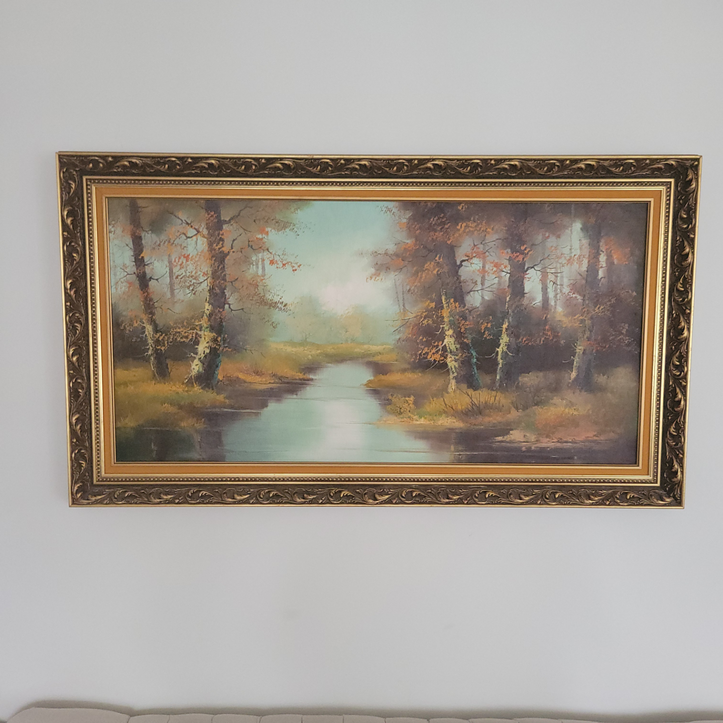 Framed autumn landscape painting