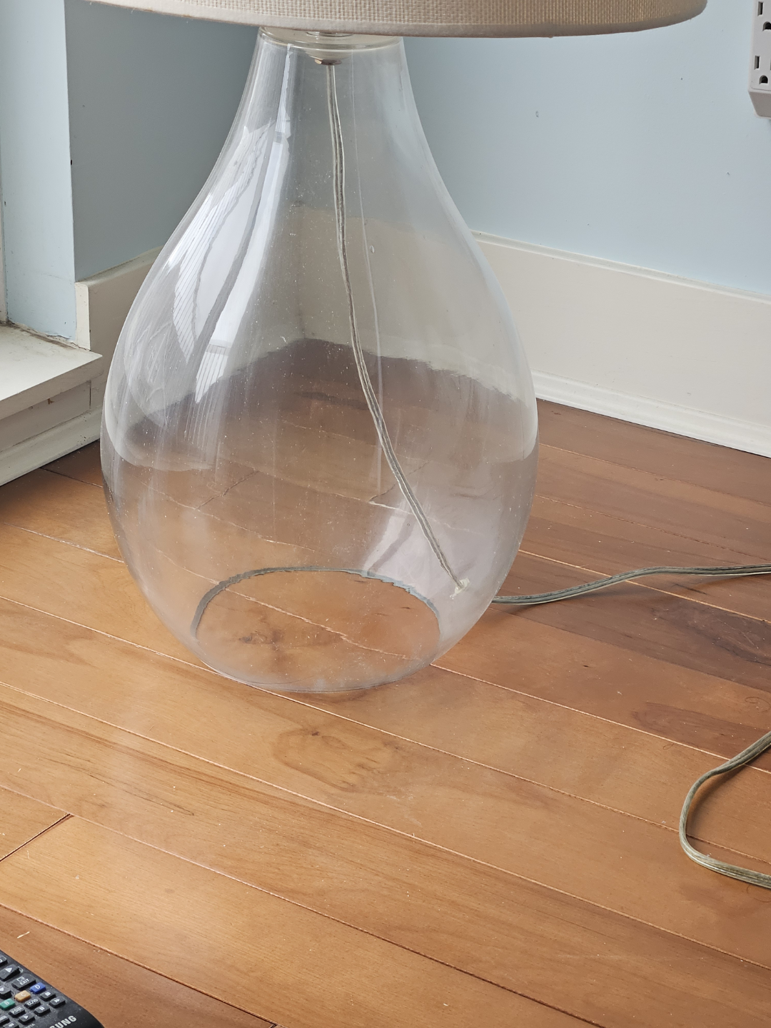 Large Glass Table Lamp with Cream Shade - photo 3