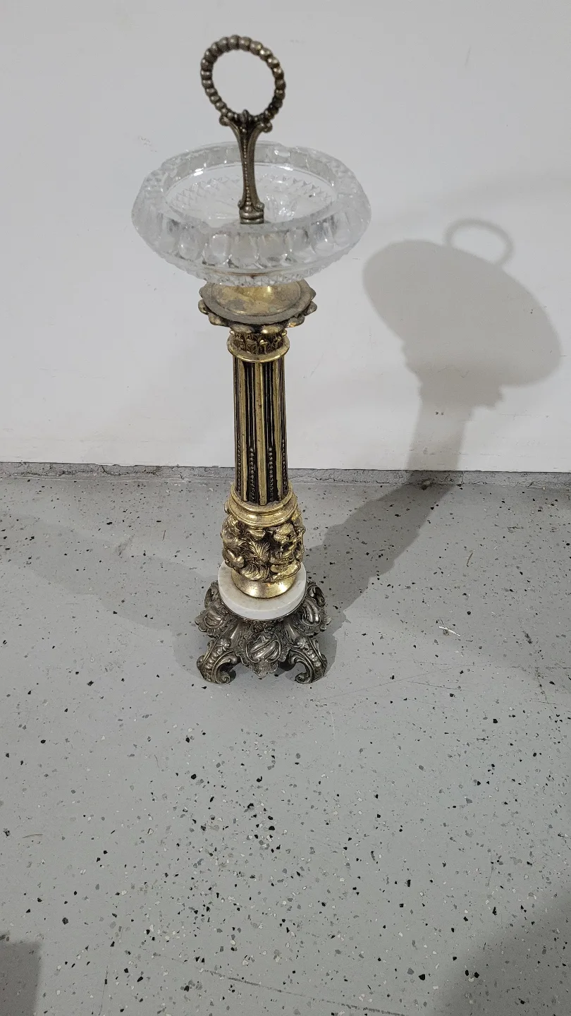 Vintage Crystal and Brass Ashtray thumbnail